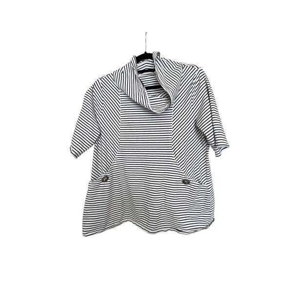 Soft Surroundings Promenade Large Tunic Striped Pockets Blk & White Coastal Prep - Picture 1 of 5